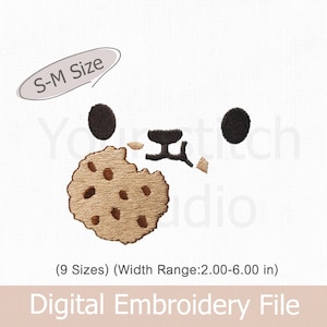 Cute Doll face - Cookie Embroidery -digital file for Embroidery Machine_M1, 9 Sizes (Width size 2.00-6.00 in) -Fit 4x4" hoop and more
