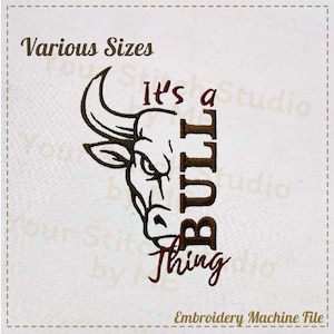 Bull Pride Embroidery Design- Mascot School, Embroidery digital file for Embroidery Machine- 6 Sizes (Height range 3.00 to 8.00in)
