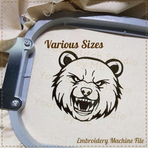Bear Embroidery Design- Mascot School, Embroidery digital file for Embroidery Machine- 6 Sizes (Width range 3.00 to 8.00in)