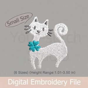 Mini Cat- Cat Embroidery, Minimal, Digital File for Embroidery Machine, 6 Sizes (Height Range 1.01-3.50 in)-Fit 4x4" hoop-No.14