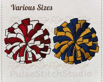 Pom Pom Embroidery Design- Cheerleading Pom Pom, Embroidery digital file for Embroidery Machine- 5 Sizes (Width range 3.00 to 7.00in)