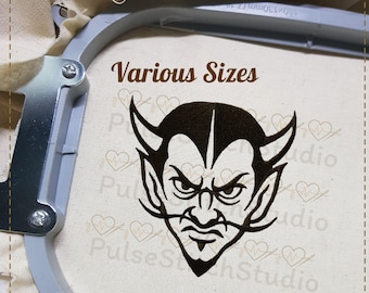 Devil Embroidery Design- Mascot School, Embroidery digital file for Embroidery Machine- 6 Sizes (Height range 3.00 to 8.00in)