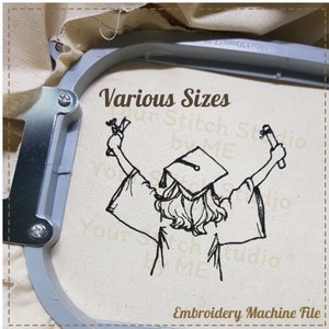 Abschluss Stickdatei - Herzlichen Glückwunsch Frauen, Digitale Datei für Stickmaschine, 6 Größen (Breite: 5 - 17 cm)