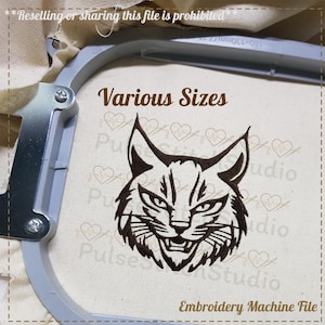 Bobcat Embroidery Design- Mascot School, Embroidery digital file for Embroidery Machine- 6 Sizes (Height range 2.00 to 7.00in)