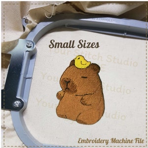 Capybara Embroidery Design- Mini Capybara, Digital File for Embroidery Machine, 6 Sizes (Height Range 1.02- 3.50 in)-Fit 4x4" hoop