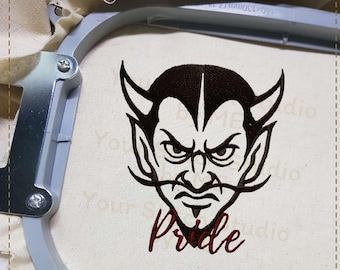 Devil Pride Embroidery Design- Mascot School, Embroidery digital file for Embroidery Machine- 6 Sizes (Height range 3.00 to 8.00in)