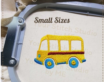 Mini School Bus Embroidery Design, Bus Embroidery digital file for Embroidery Machine- 6 Sizes (Width range 1.00 to 3.50 in)