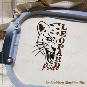 Leopards Pride Embroidery Design- Mascot School, Embroidery digital file for Embroidery Machine- 6 Sizes (Width range 3.00 to 8.00in)