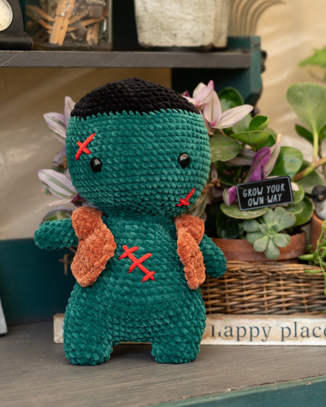 Cute Frankenstein Crochet Plushie made to Order - Etsy