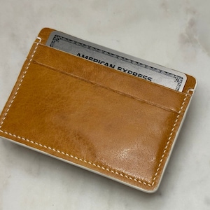 Cartera de cuero hecha a mano, piel de cabra encerada, 3 ranuras
