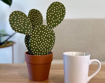 Cactus Coaster Set with Pot | Cactus | Coaster set | Plant Coaster | Functional Faux Plant | Faux Cactus | Cactus Decor |Plant Lover Decor