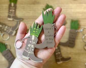 Snake in My Boot Magnet | Snake in My Boot Keychain | Plant Keychain | Plant Magnet | Gift for Plant Lover | Snake Plant Magnet or Keychain