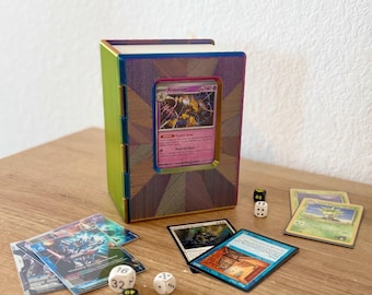Deck Box Book | 100 Double-Sleeved Card Storage | Commander Case w/ Dice Drawer (Magnetic Closure)