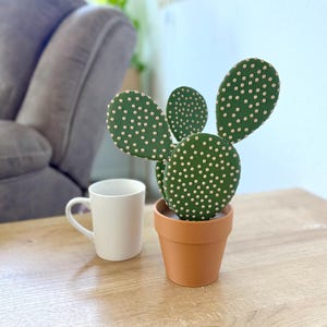 Cactus Coaster Set with Pot: Faux Plant Decor