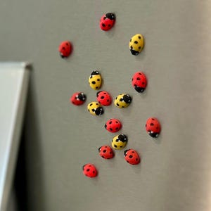 Tiny Ladybug Fridge Magnets | Decorative Mini Magnet Set Red/Yellow Assorted