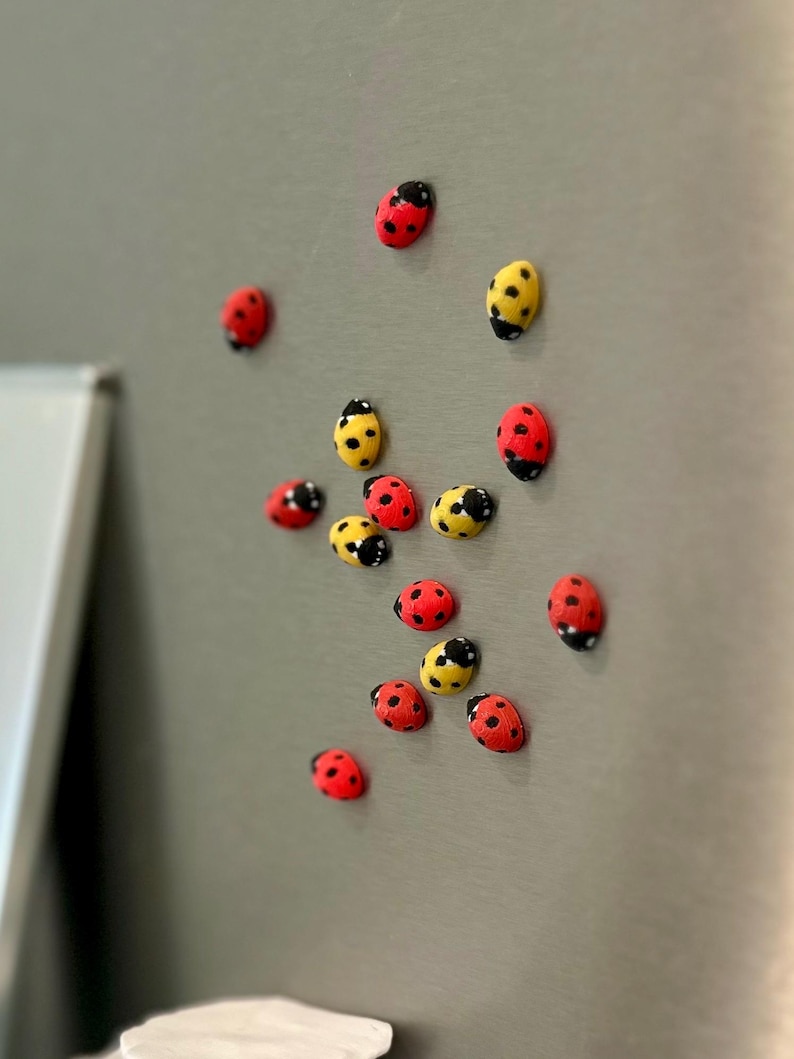 Tiny Ladybug Fridge Magnets | Decorative Mini Magnet Set Red/Yellow Assorted