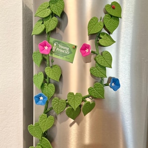 Morning Glory Fridge Magnets with Articulating Vine | Set | ForgeCore Design | Fridge Foliage | Kitchen Design Ideas