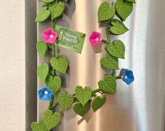 Morning Glory Fridge Magnets with Articulating Vine | Set | ForgeCore Design | Fridge Foliage | Kitchen Design Ideas