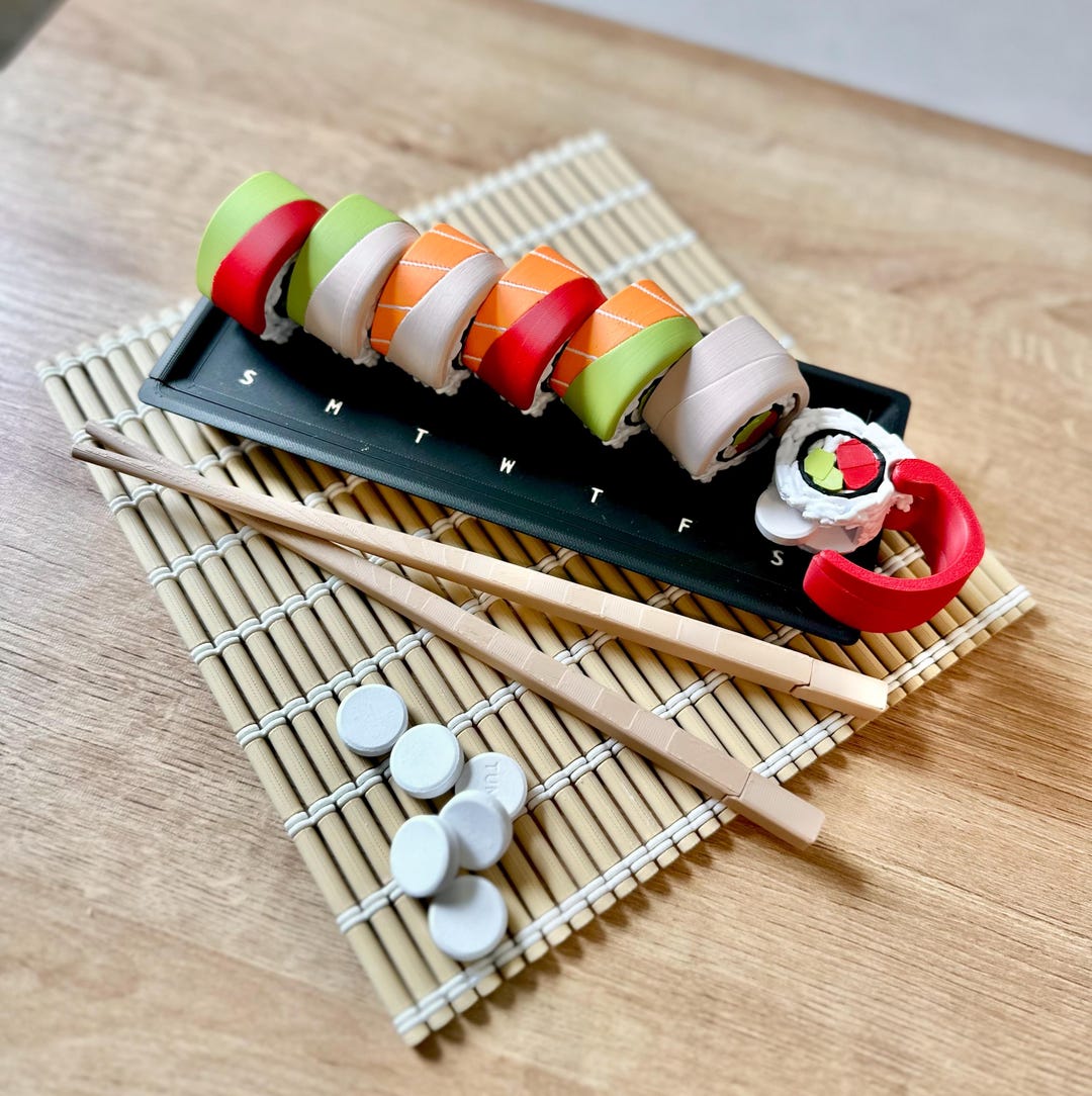 Sushi Pill Box Set: Forgecore Pill Organizer With Chopstick Pens