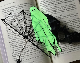 Spooky Bookish Halloween Set: Spiderweb, Ghost, Bat Book Accessories