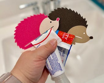Hedgehog Toothpaste Squeezer: Pink or Brown | Batgroom Helping hand for kids and adults