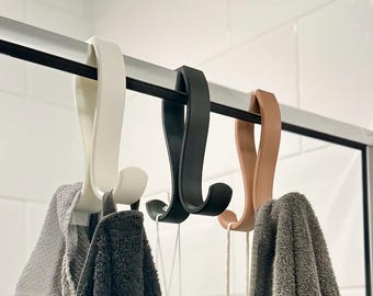 Over Framed Shower Glass Hooks, Dual-Sided Towel Hangers, Modern 3D-printed Design