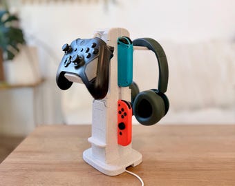 Modern Universal Controller Tower: Gamer Headphone Stand & Organizer