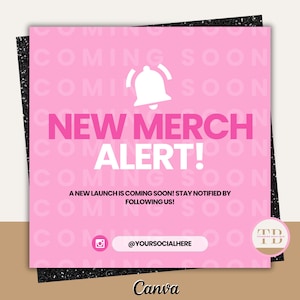 New Merch Alert, Coming Soon Flyer, Boutique Sale Flyer, New Collection Flyer, Premade Fashion Flyer, Social Media Canva Editable Template