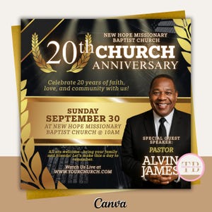 Pastoral Anniversary Flyer, Church Event Flyer, Pastor Appreciation Template, Christian Church Service, Guest Speaker, Church Anniversary