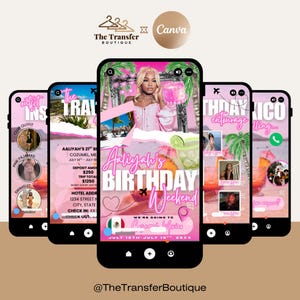 Editable Birthday Weekend Itinerary Invitation, Digital Travel Itinerary for Girl’s Trip, Vacation Getaway Planner Schedule