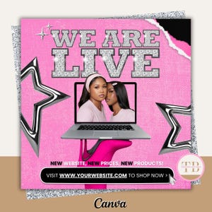 We Are Live Business Flyer, New Website Launch Flyer, New Collection Launch Flyer, Hair Stylist, Lash Tech, MUA, Nail Tech, Online Boutique