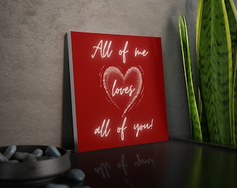 All of Me Loves All of You | Romantic Valentine's Day Canvas Art | Home Decor Gift for Her | Love Quote Canvas | Anniversary Gift | Deep Red