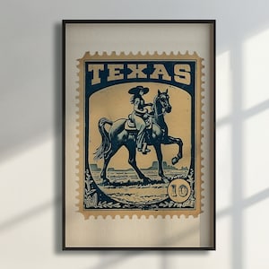 Vintage Texas Stamp Wandkunst Western Cowgirl Druck Rustikale Bauernhaus Dekor