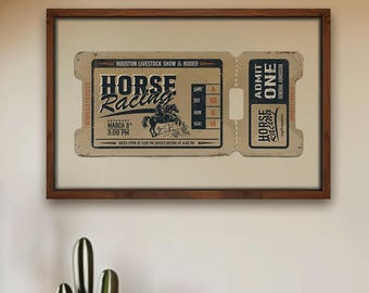 Vintage Houston Rodeo Ticket Print: Rustic Western Wall Art
