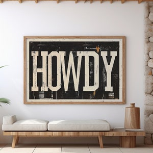 Howdy Print Typography Western Wall Art Print Modern Eclectic Wall Art Southwestern Home Decor Southern Ranch Poster Design