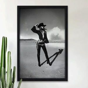 Vintage Outlaw Cowgirl Desert Wall Art Western Black and White Cowgirl Print Rustic Female Cowboy Poster Modern Western Home Decor Unframed