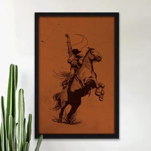 Cowgirl Rodeo Wand Kunst Western ruckelndes Pferd Druck Rustikales Rodeo Poster für Bar Warenkorb Galeriewand Western Dekor