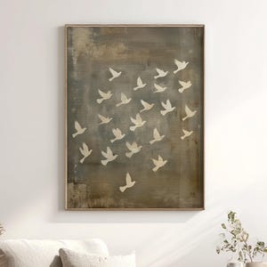 Abstract Birds Print: Minimalist Wall Art, Neutral Tones, Modern Western Decor