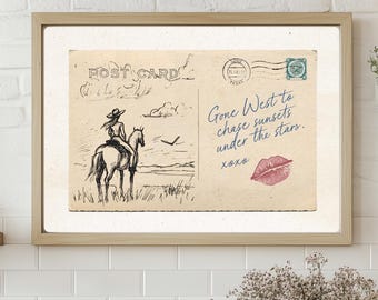 Vintage Postcard Texas Wall Art Western Decor UNFRAMED