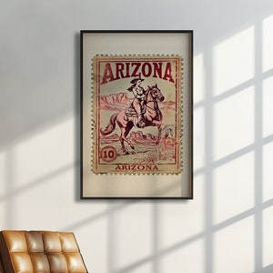 Vintage Arizona Stempel Wand Kunst Western Cowgirl Druck Rustikaler Südwesten Dekor