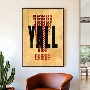 Howdy Yall Print Typography Western Wall Art Print Modern Eclectic Wall Art Southwestern Home Decor Southern Ranch Poster Design