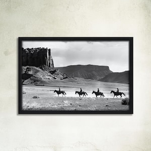 Black and White Cowboy Print Western Wall Art Rustic Western Decor Ranch Wall Art Western Photography Cowboy Wall Decor Horse Rider Print