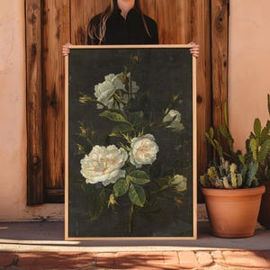 Botanical Wall Art | Vintage Floral Canvas Print | Framed Wall Art | Large Wall Art Decor | Oil Painting Style Flower Wall Art
