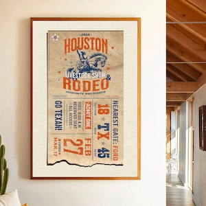 Houston Rodeo Print Vintage Houston Rodeo Art Print: Rustic Western Decor - Etsy