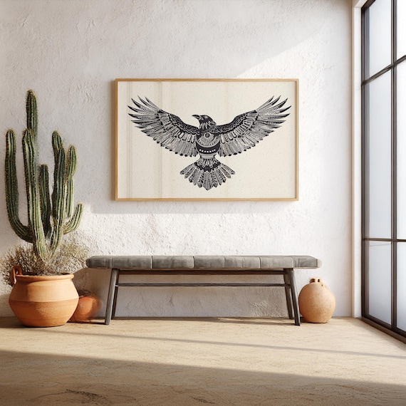 Tribal Raven Print: Southwestern Boho Wall Art