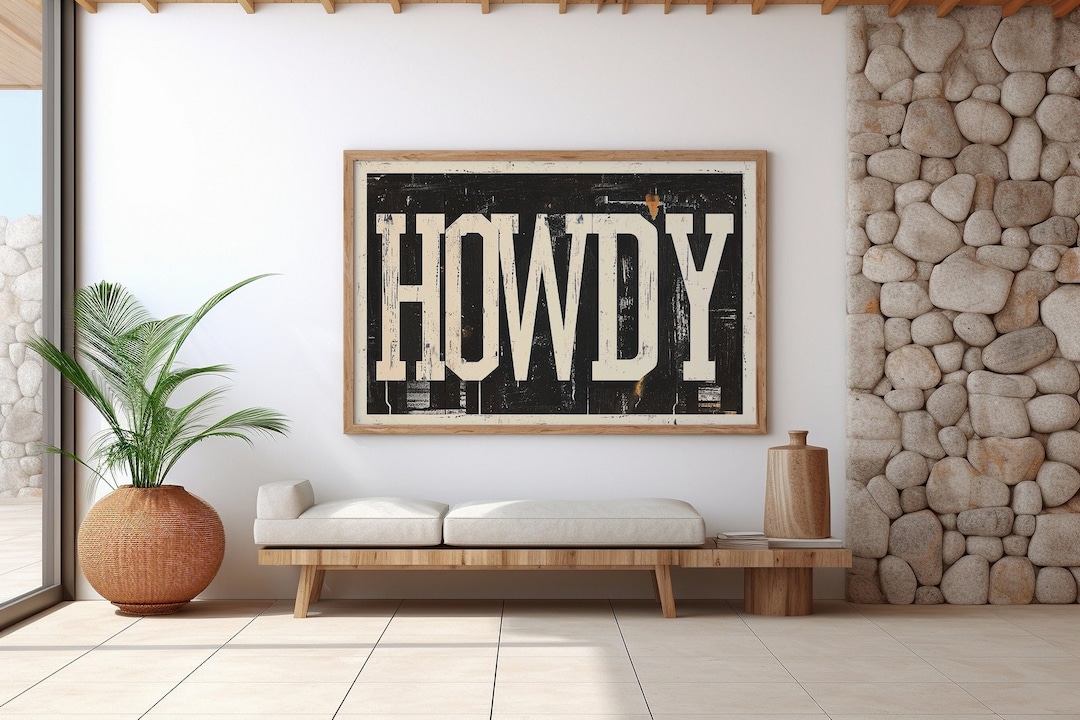 Howdy Print Typography Western Wall Art Print Modern Eclectic Wall Art ...