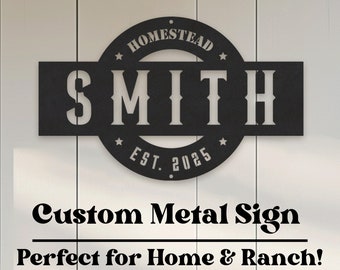 Custom Metal Family Name Sign: Rustic Western Decor