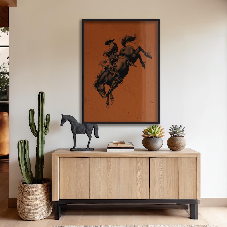 Cowboy Bronco Wall Art Western Decor Cowboy Print Vintage Rodeo Poster ...