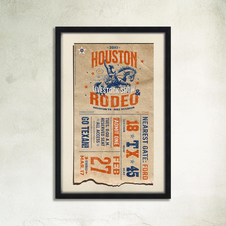 Houston Rodeo Print Vintage Houston Rodeo Art Print: Rustic Western Decor - Etsy