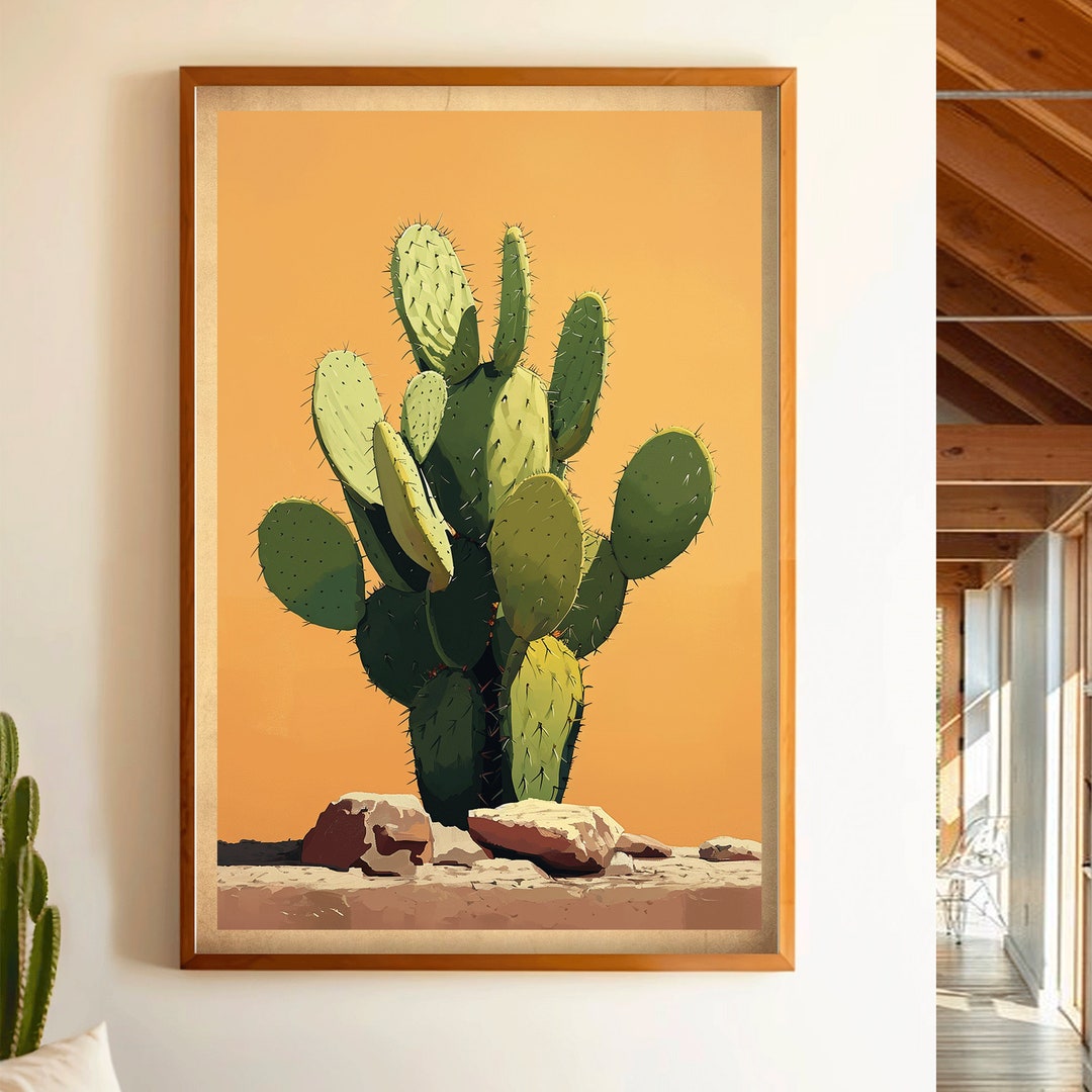 Prickly Pear Cactus Oil Painting Print, Southwestern Desert Art ...